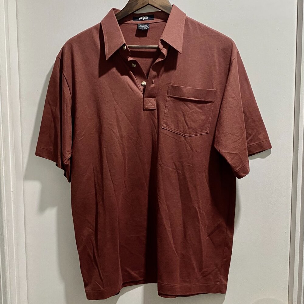 Back to School Vint. Oak Creek Business Grandpa Retro Cotton Preppy Polo Shirt M